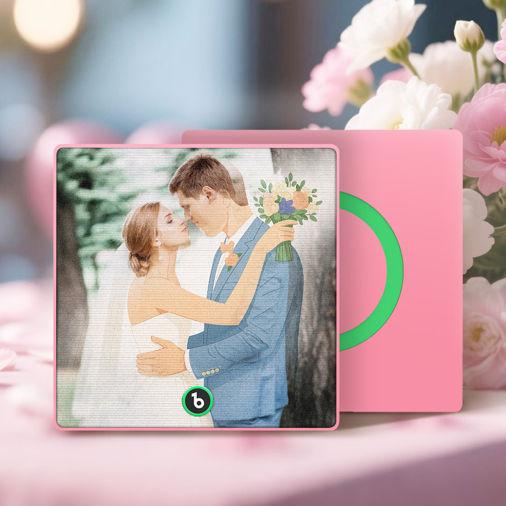 Aangepaste Fotoportret Lenticulaire Muziek Koelkastmagneet Gepersonaliseerd Cadeau - SokkenFoto