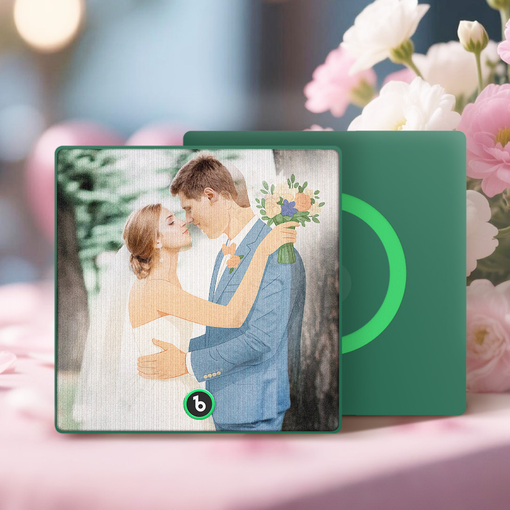Aangepaste Fotoportret Lenticulaire Muziek Koelkastmagneet Gepersonaliseerd Cadeau - SokkenFoto