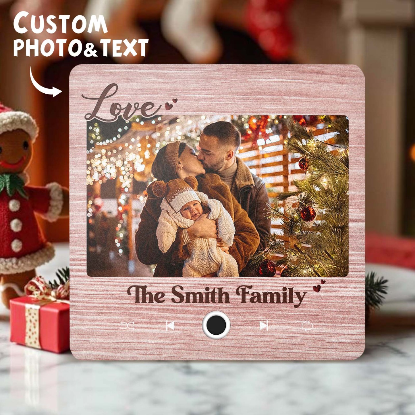 Gepersonaliseerde Muziek Koelkastmagneet Creatief Kerstcadeau Voor Familie Aangepaste Muziekmagneten Kunnen Liedjes Spelen Familiecadeaus - SokkenFoto