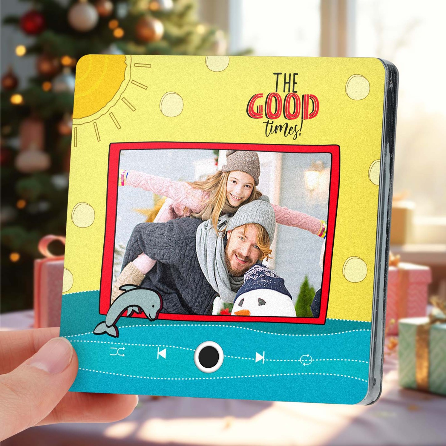 Gepersonaliseerde Muziek-koelkastmagneet De Good Times-kerstcadeaus Voor Familie Aangepaste Muziekmagneten Kunnen Liedjes Afspelen - SokkenFoto