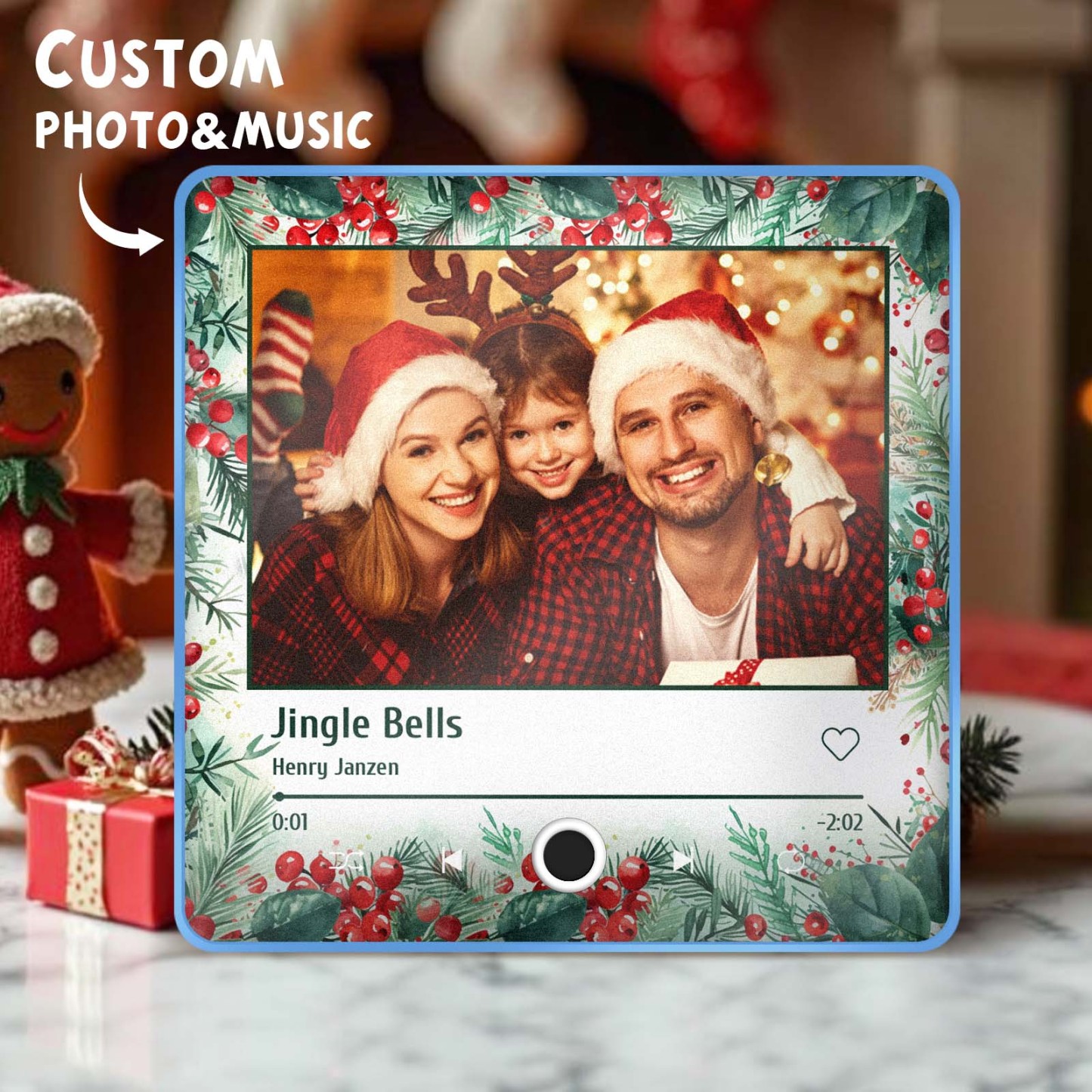 Gepersonaliseerde Kerst Familie Foto Muziek Koelkastmagneet Aangepaste Muziekmagneten Kunnen Liedjes Afspelen Kerstcadeaus Voor Familie - SokkenFoto