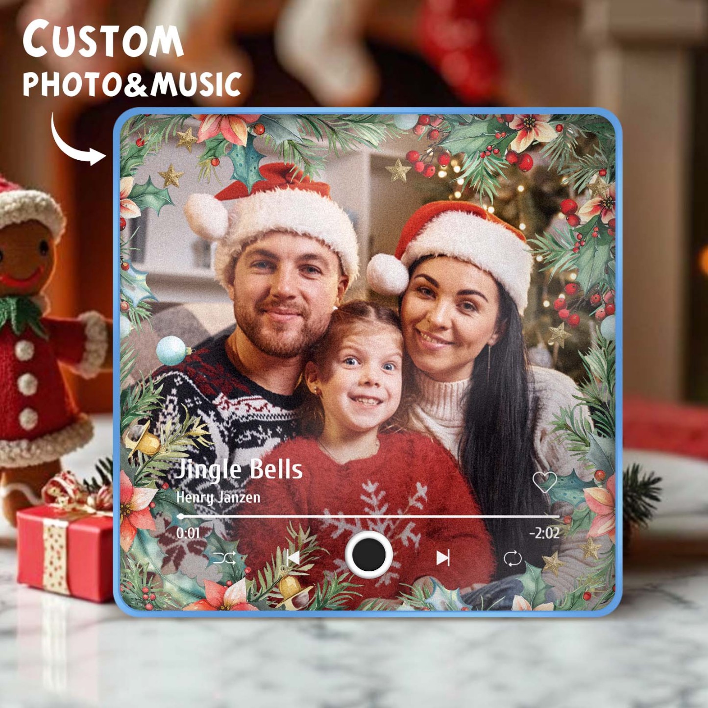 Gepersonaliseerde Kerst Familie Foto Muziek Koelkastmagneet Aangepaste Muziekmagneten Kunnen Liedjes Afspelen Kerstcadeaus Voor Familie - SokkenFoto