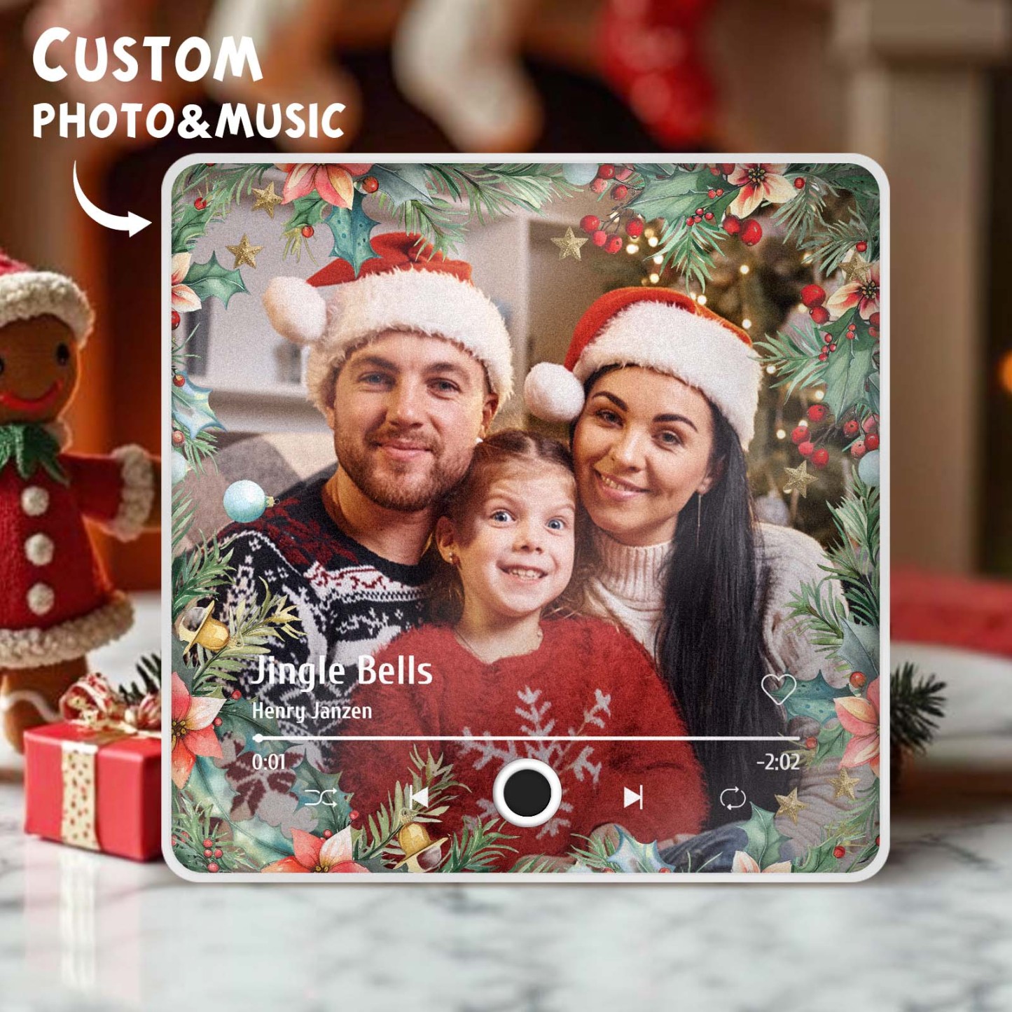 Gepersonaliseerde Kerst Familie Foto Muziek Koelkastmagneet Aangepaste Muziekmagneten Kunnen Liedjes Afspelen Kerstcadeaus Voor Familie - SokkenFoto
