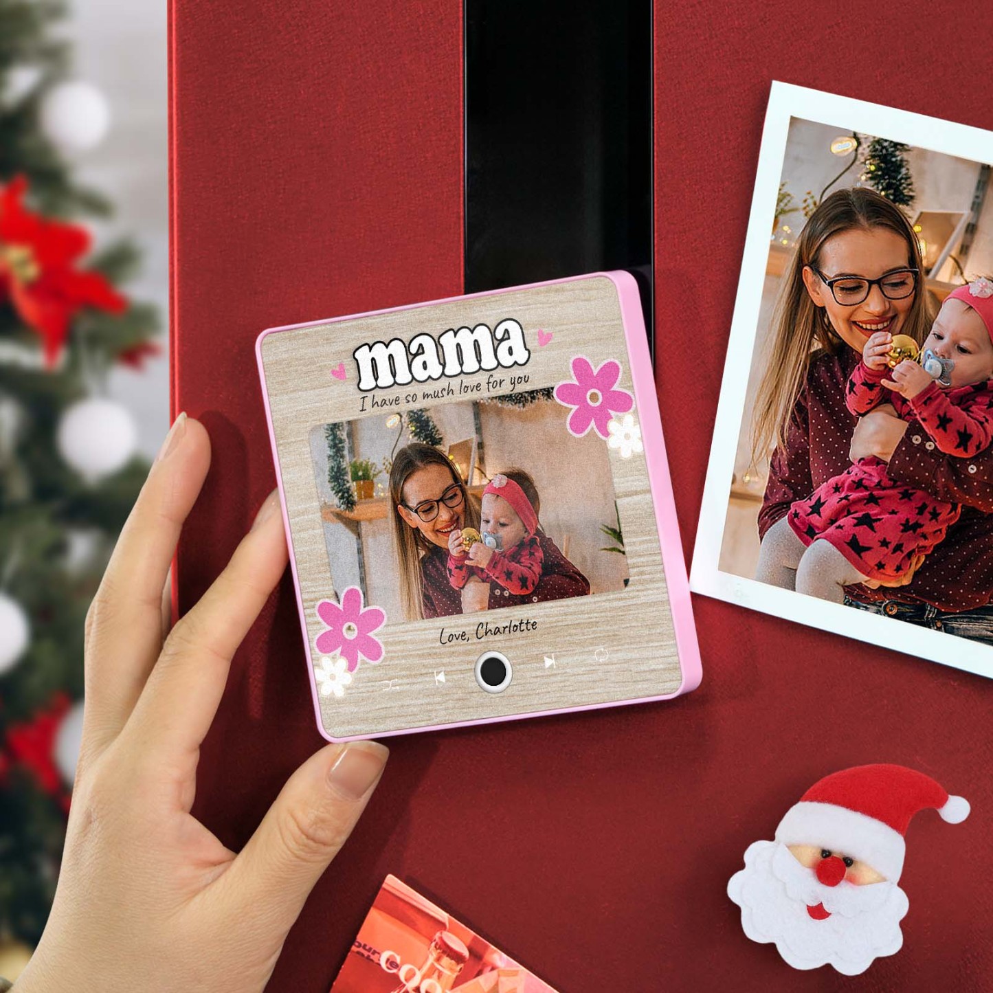 Gepersonaliseerde Kerstcadeau Voor Moeder Muziek Koelkastmagneet Aangepaste Muziekmagneten Kunnen Liedjes Spelen Familiecadeaus - SokkenFoto