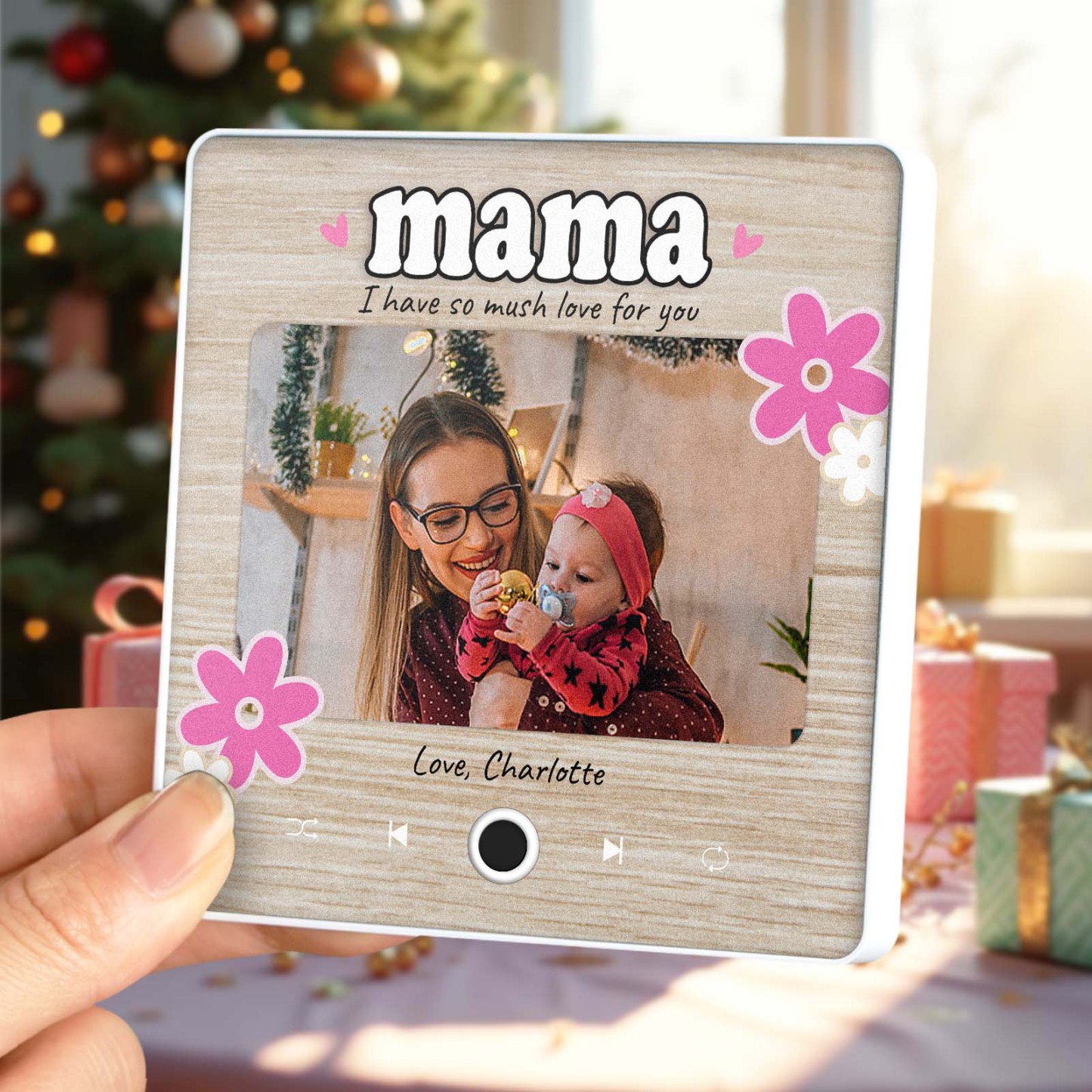 Gepersonaliseerde Kerstcadeau Voor Moeder Muziek Koelkastmagneet Aangepaste Muziekmagneten Kunnen Liedjes Spelen Familiecadeaus - SokkenFoto