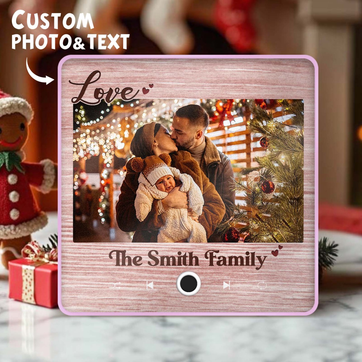 Gepersonaliseerde Muziek Koelkastmagneet Creatief Kerstcadeau Voor Familie Aangepaste Muziekmagneten Kunnen Liedjes Spelen Familiecadeaus - SokkenFoto