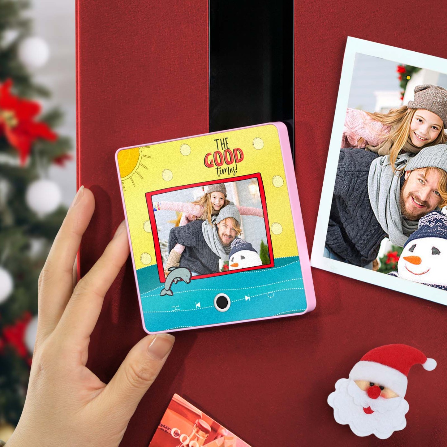 Gepersonaliseerde Muziek-koelkastmagneet De Good Times-kerstcadeaus Voor Familie Aangepaste Muziekmagneten Kunnen Liedjes Afspelen - SokkenFoto
