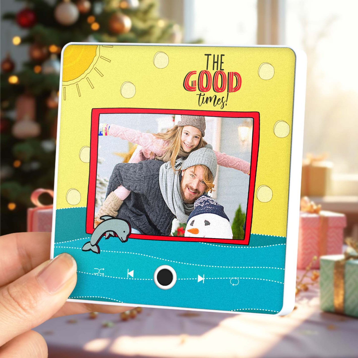 Gepersonaliseerde Muziek-koelkastmagneet De Good Times-kerstcadeaus Voor Familie Aangepaste Muziekmagneten Kunnen Liedjes Afspelen - SokkenFoto