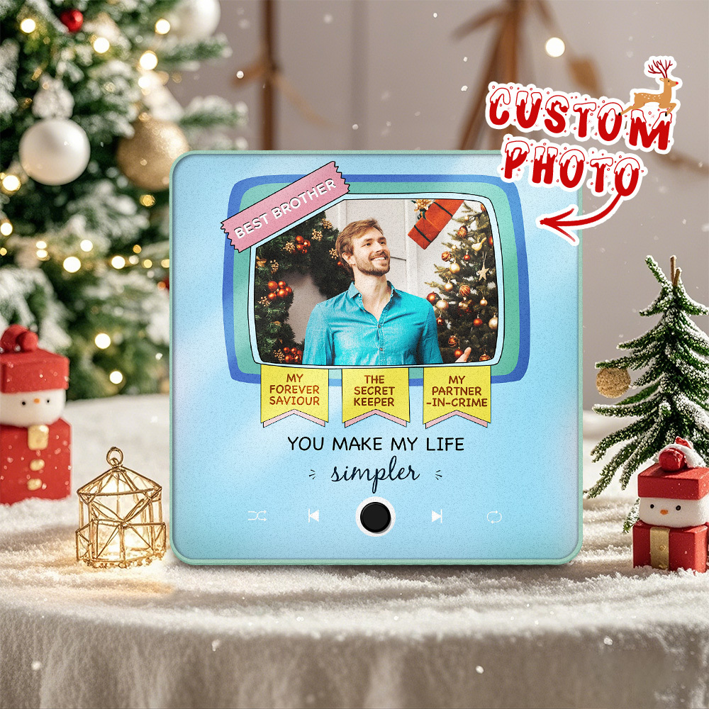 Gepersonaliseerde Muziek Koelkastmagneet Kerstcadeau Voor Broers Aangepaste Muziekmagneten Kunnen Liedjes Afspelen - SokkenFoto