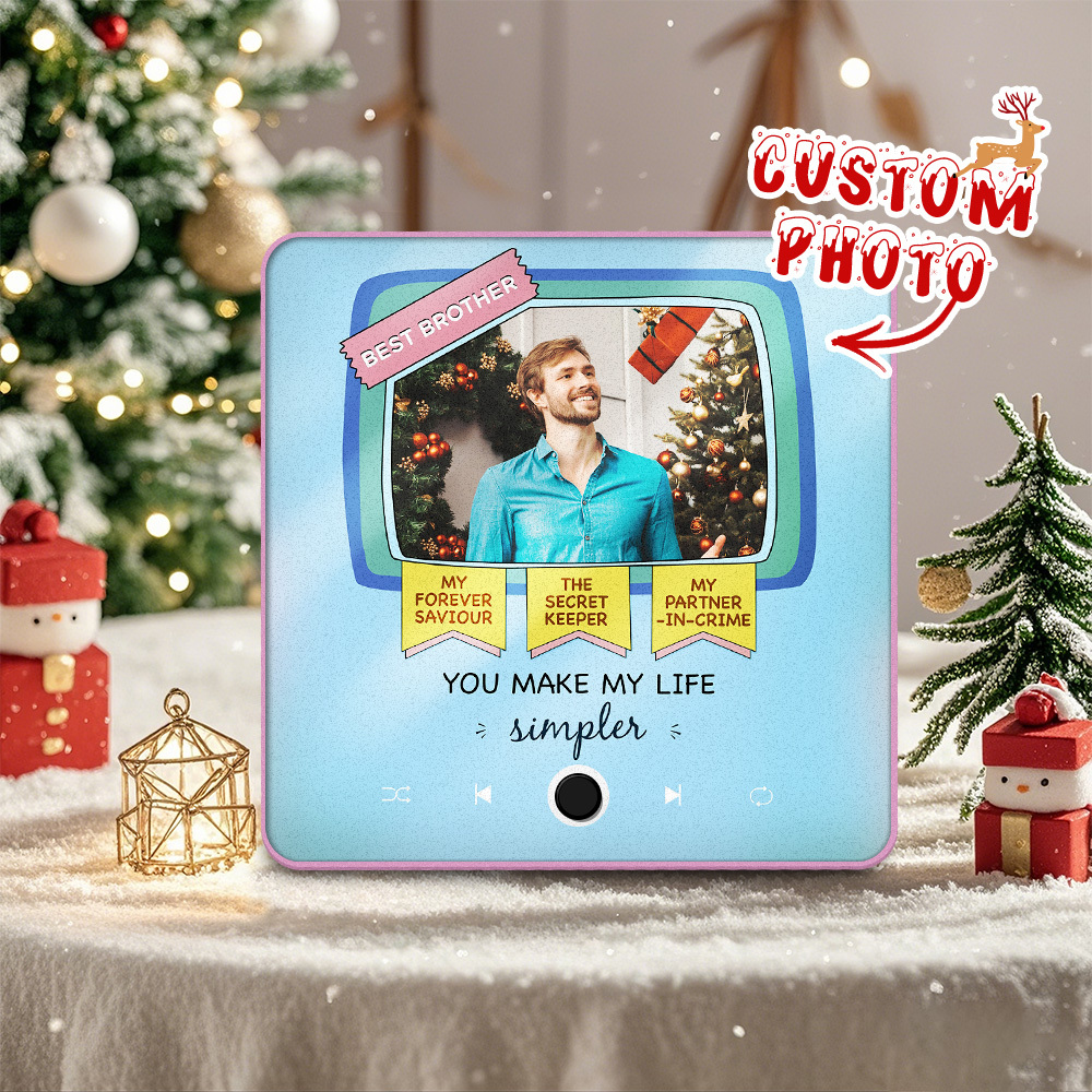 Gepersonaliseerde Muziek Koelkastmagneet Kerstcadeau Voor Broers Aangepaste Muziekmagneten Kunnen Liedjes Afspelen - SokkenFoto