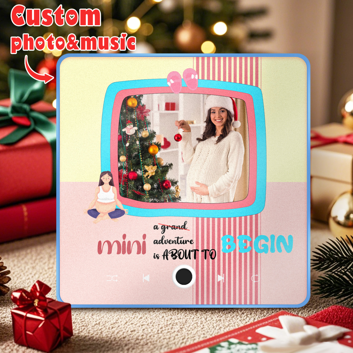 Gepersonaliseerde Fotomuziek Koelkastmagneet Kerstcadeau Voor Moeder Aangepaste Muziekmagneten Kunnen Liedjes Afspelen - SokkenFoto