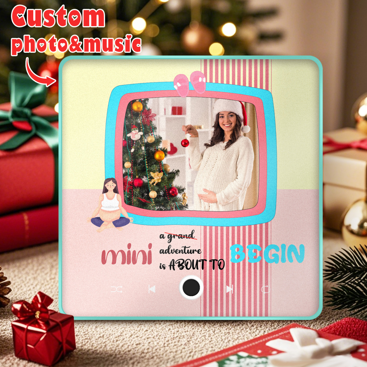 Gepersonaliseerde Fotomuziek Koelkastmagneet Kerstcadeau Voor Moeder Aangepaste Muziekmagneten Kunnen Liedjes Afspelen - SokkenFoto