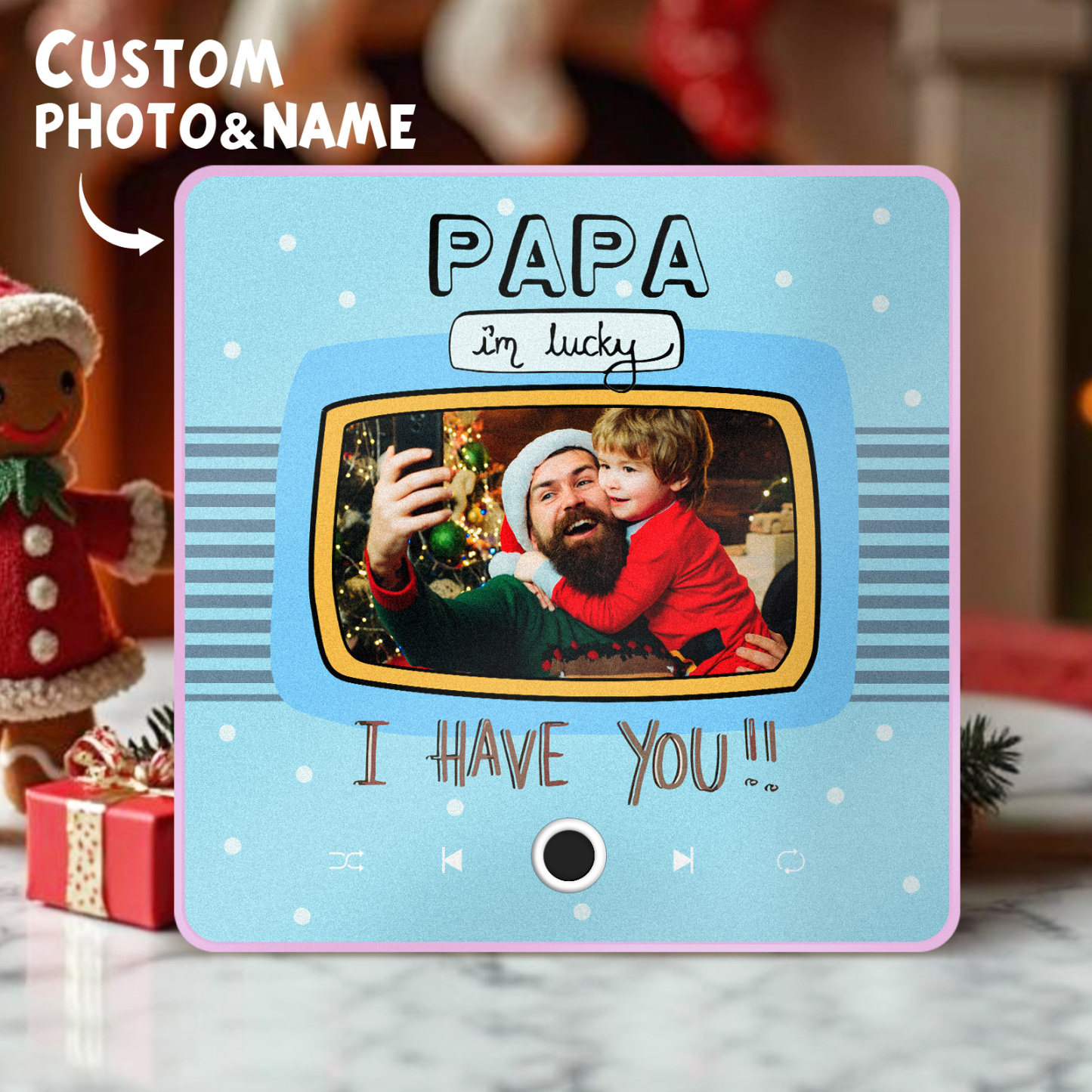 Gepersonaliseerde Muziek Koelkastmagneet Cadeau Voor Papa Aangepaste Muziekmagneten Kunnen Liedjes Afspelen Kerstcadeaus Familiecadeaus - SokkenFoto