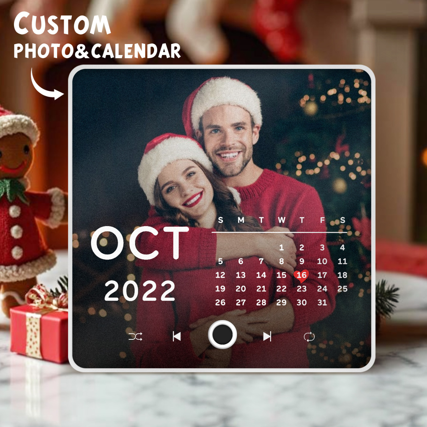 Gepersonaliseerde Fotokalender Muziek Koelkastmagneet Jubileumcadeau Aangepaste Muziekmagneten Kunnen Liedjes Kerstcadeaus Afspelen - SokkenFoto
