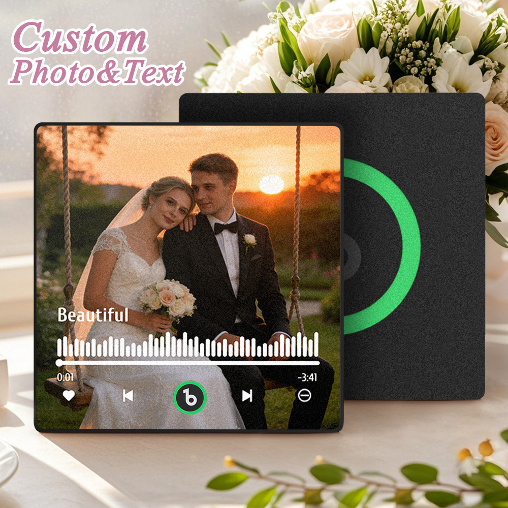 Gepersonaliseerde Koelkastmagneet Met Muziekalbum, Koelkastmagneet Met Foto, Fotowand Met Muziek, Muziekstuk Dat Afgespeeld Kan Worden, Valentijnsdagcadeau, Cadeau-idee - SokkenFoto