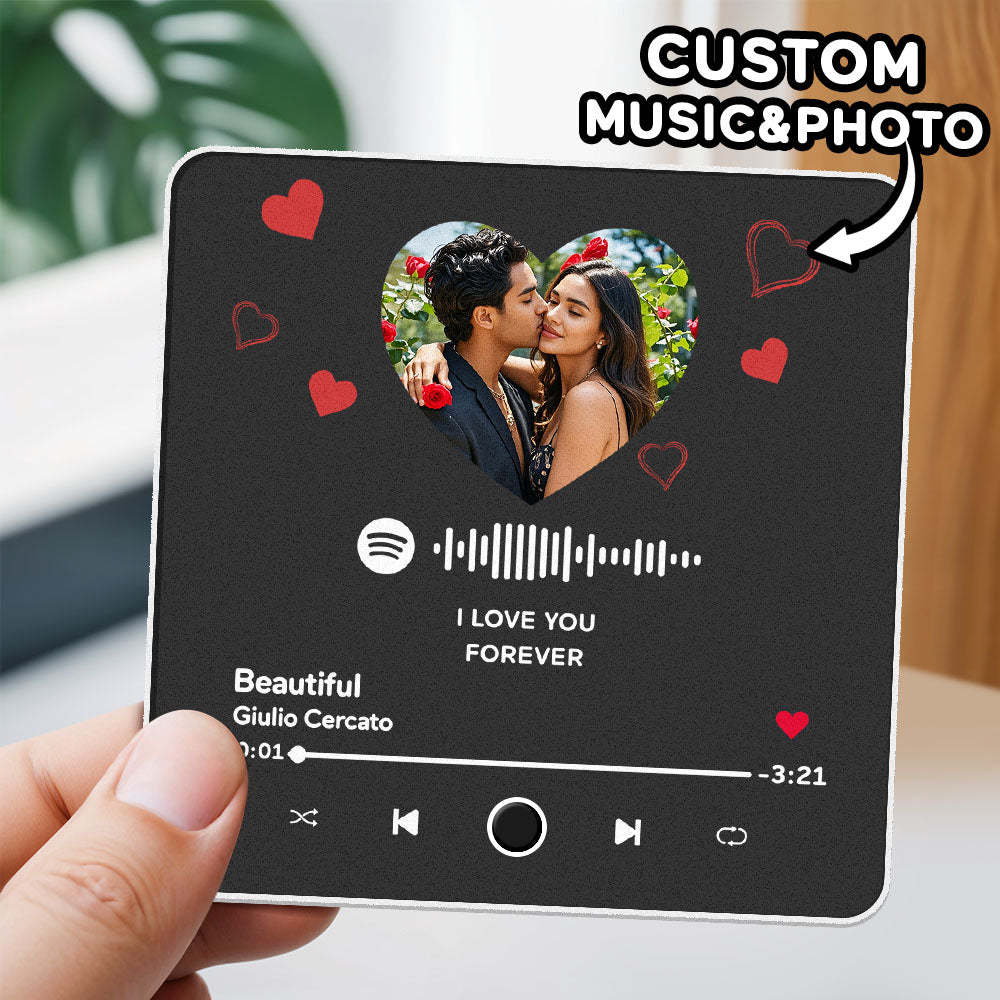 Aangepaste Album Koelkastmagneet Hart Gepersonaliseerde Foto Muziek Koelkastmagneet Prp Kan Liedjes Afspelen Verjaardagscadeaus Ideeën - SokkenFoto