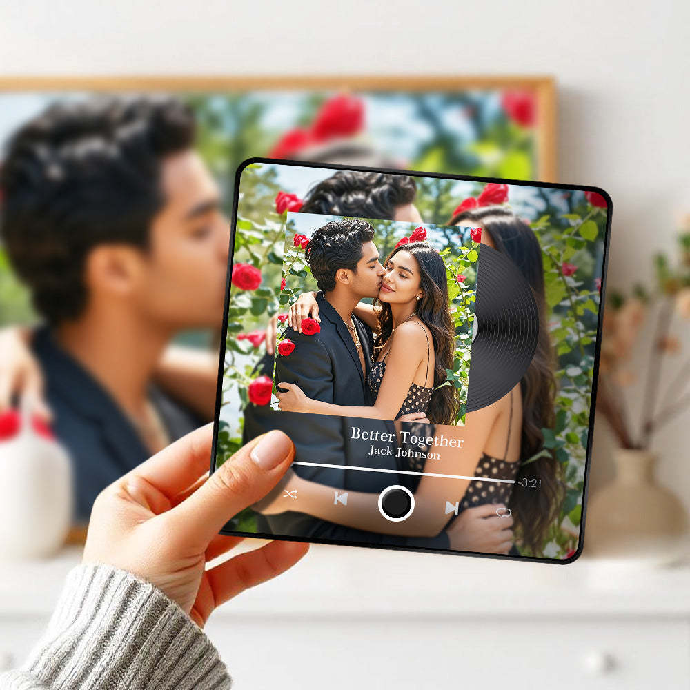 Aangepaste Album Koelkastmagneet Gepersonaliseerde Foto Muziek Koelkastmagneet Pro Kan Liedjes Afspelen Beste Speciale Cadeau-ideeën - SokkenFoto