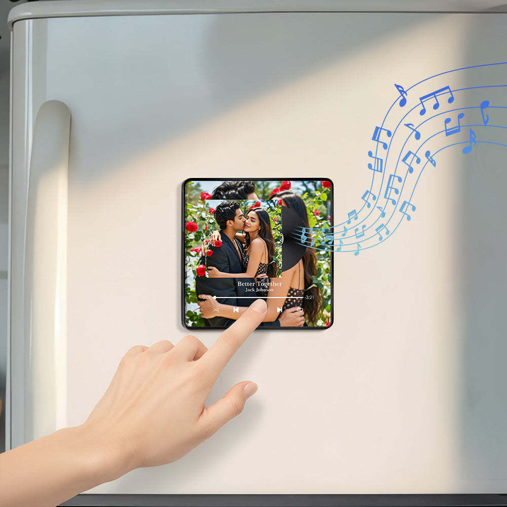 Aangepaste Album Koelkastmagneet Gepersonaliseerde Foto Muziek Koelkastmagneet Pro Kan Liedjes Afspelen Beste Speciale Cadeau-ideeën - SokkenFoto