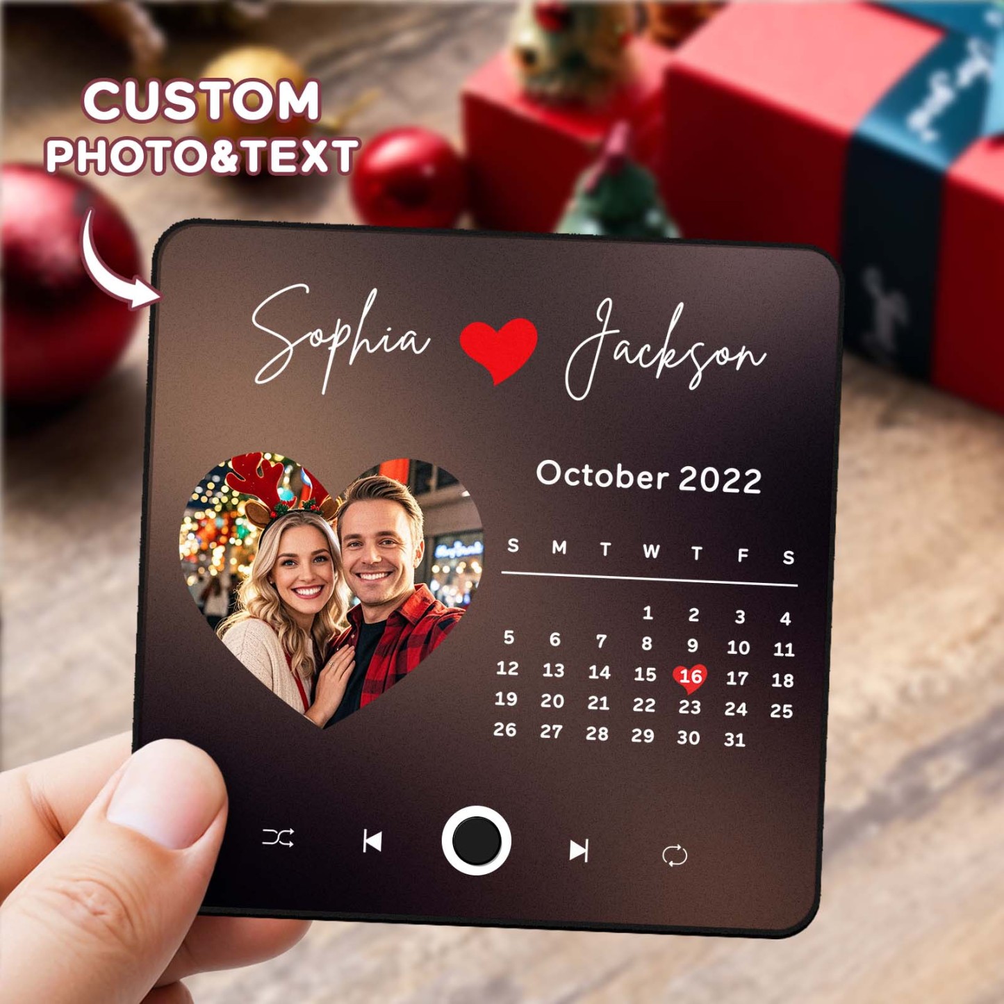 Aangepaste Multi-fotoalbum Muziek Koelkastmagneet Foto En Tekst Muziek Koelkast Gepersonaliseerde Telefoon Muziek Koelkastmagneet Pro - SokkenFoto