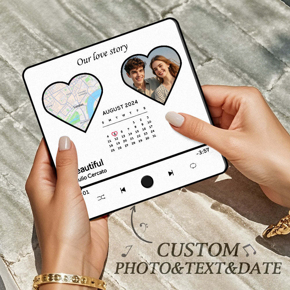 Aangepaste Fotoalbum Muziek Koelkastmagneet Hart Foto Aangepaste Telefoon Muziek Koelkastmagneet Pro Valentijn Cadeau Voor Koppel - SokkenFoto