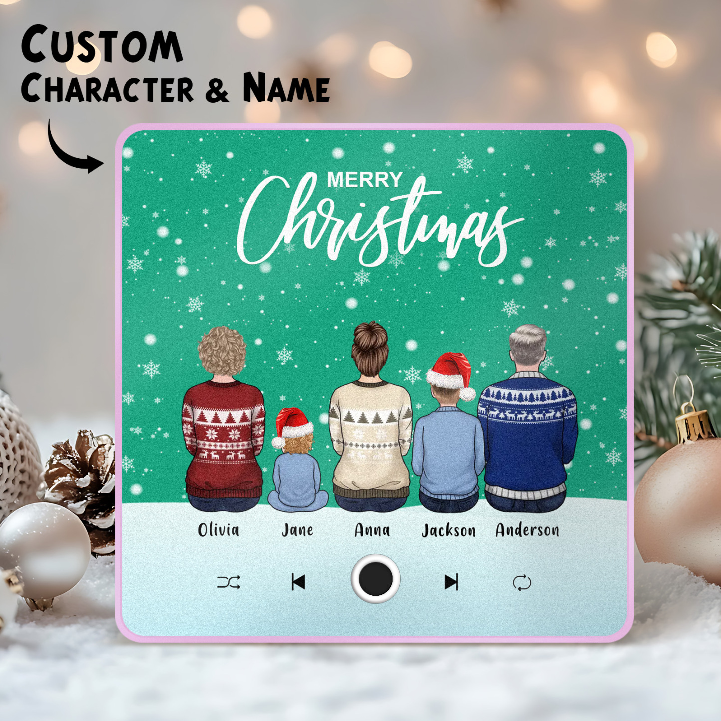Aangepaste Familieportret Gepersonaliseerde Muziek Koelkastmagneet Vrolijk Kerstfeest Aangepaste Muziekmagneten Kunnen Liedjes Afspelen Kerstcadeau Familiegeschenken - SokkenFoto