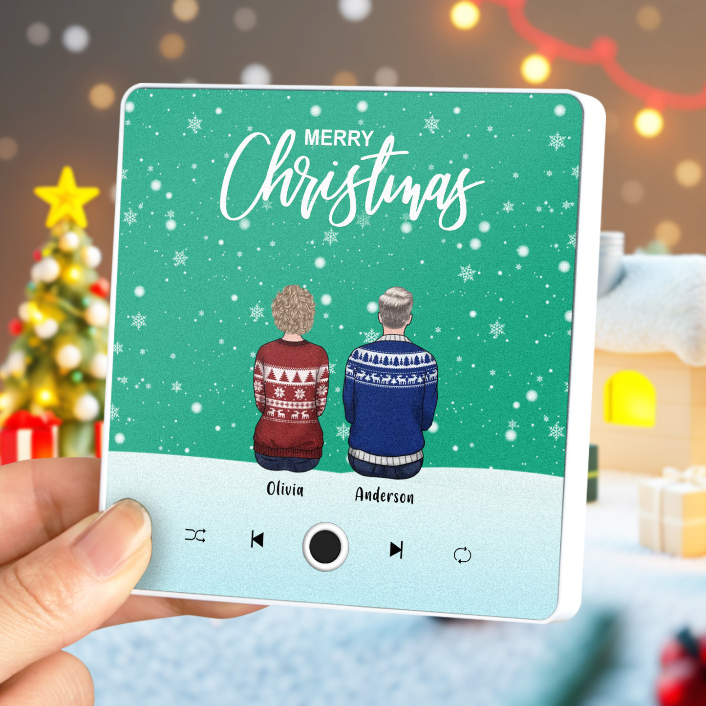 Aangepaste Familieportret Gepersonaliseerde Muziek Koelkastmagneet Vrolijk Kerstfeest Aangepaste Muziekmagneten Kunnen Liedjes Afspelen Kerstcadeau Familiegeschenken - SokkenFoto