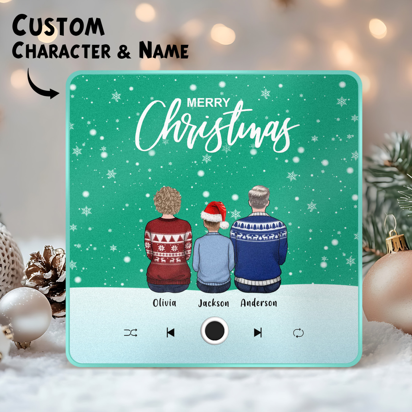 Aangepaste Familieportret Gepersonaliseerde Muziek Koelkastmagneet Vrolijk Kerstfeest Aangepaste Muziekmagneten Kunnen Liedjes Afspelen Kerstcadeau Familiegeschenken - SokkenFoto