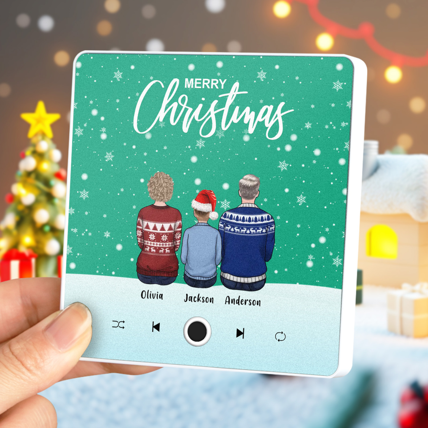 Aangepaste Familieportret Gepersonaliseerde Muziek Koelkastmagneet Vrolijk Kerstfeest Aangepaste Muziekmagneten Kunnen Liedjes Afspelen Kerstcadeau Familiegeschenken - SokkenFoto