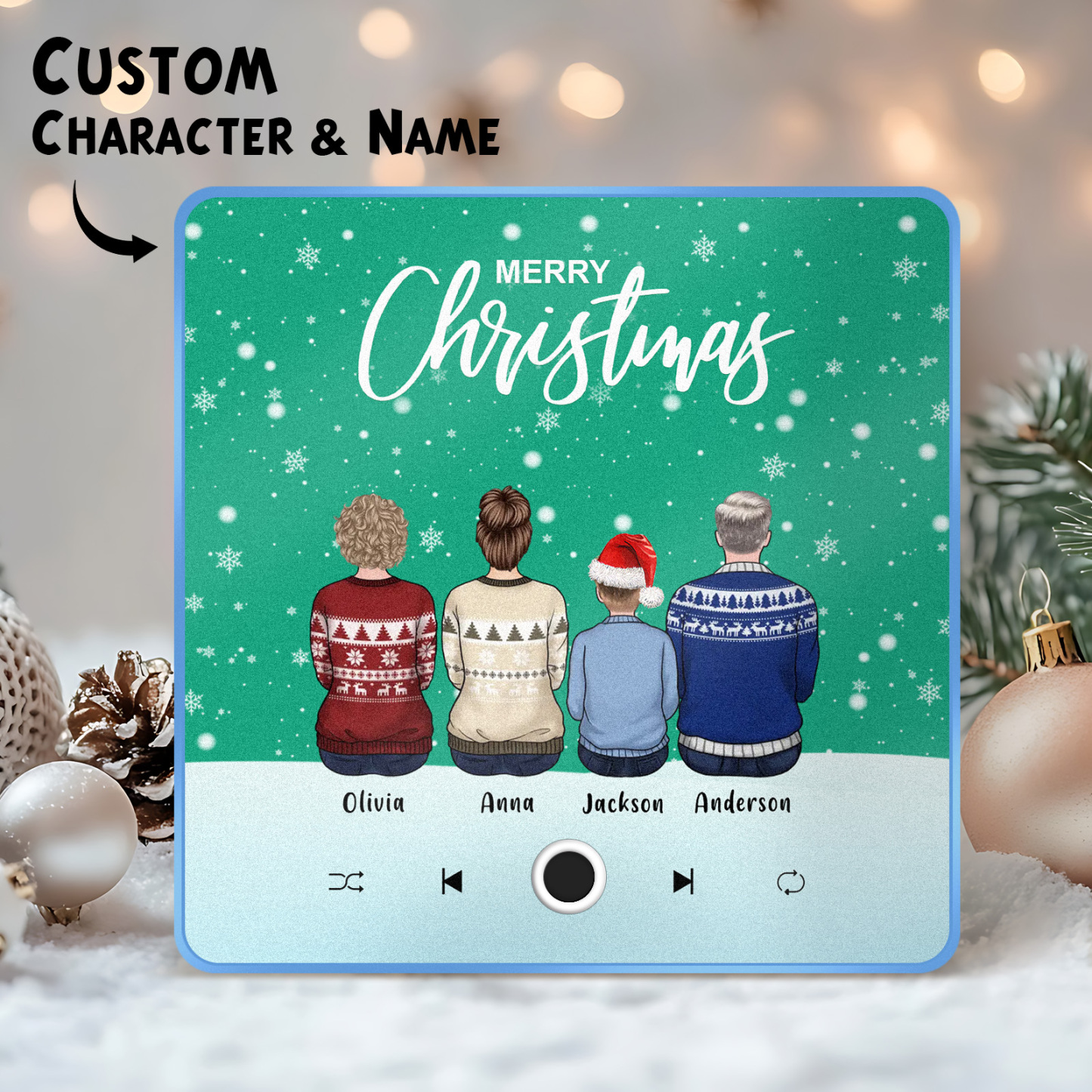 Aangepaste Familieportret Gepersonaliseerde Muziek Koelkastmagneet Vrolijk Kerstfeest Aangepaste Muziekmagneten Kunnen Liedjes Afspelen Kerstcadeau Familiegeschenken - SokkenFoto