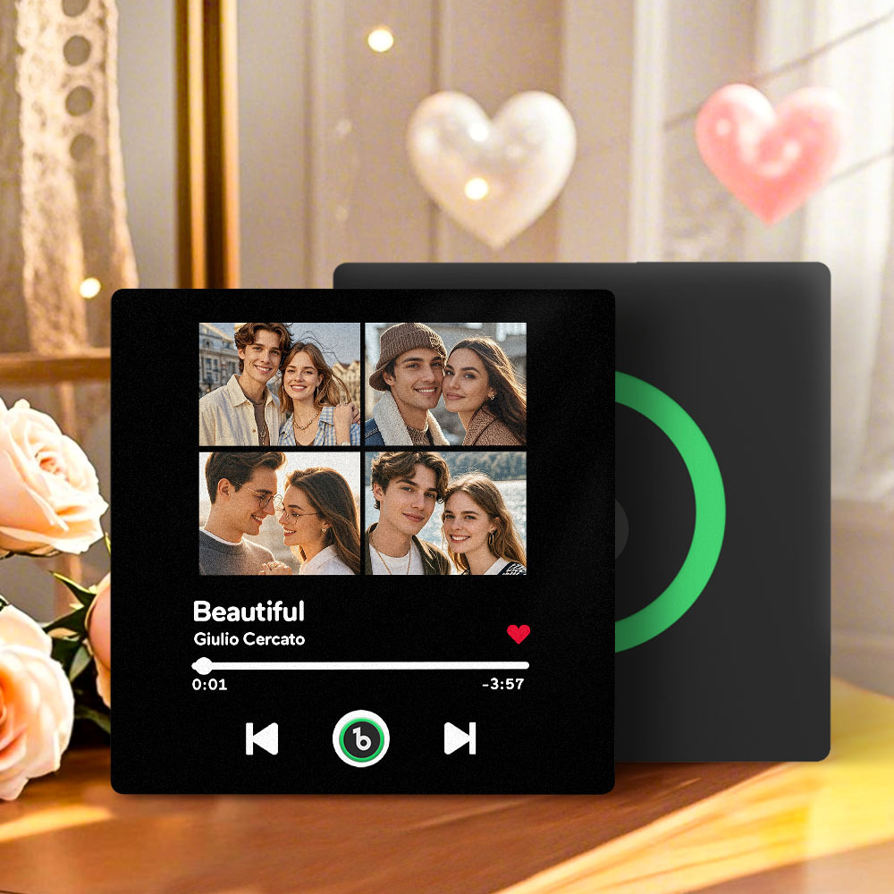 Aangepaste Muziekkoelkastmagneet Voor Vaderdag, Kleurrijk Framealbum, Koelkastmagneet, Muziekmuurfotosticker, Muziekbeweging Die Gespeeld Kan Worden, Cadeau - SokkenFoto