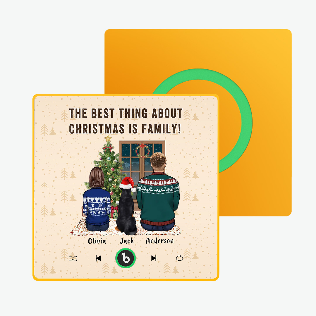 Aangepaste Muziek Koelkastframe Magneet Aangepaste Portret Vrolijk Kerstfeest Aangepaste Muziekmagneten Kunnen Liedjes Afspelen Het Beste Aan Kerstmis Is Familie - SokkenFoto