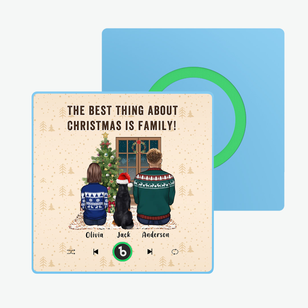 Aangepaste Muziek Koelkastframe Magneet Aangepaste Portret Vrolijk Kerstfeest Aangepaste Muziekmagneten Kunnen Liedjes Afspelen Het Beste Aan Kerstmis Is Familie - SokkenFoto