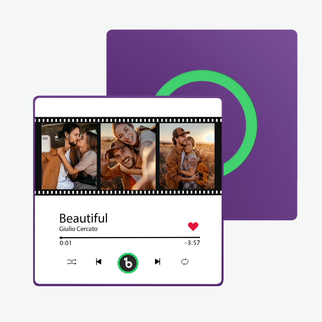 Aangepaste Amethist Paarse Muziek Koelkastmagneet Nieuwe 4.0 Upgrade Muziek Muur Foto Sticker Die Muziek Speelt Zonder Mobiele Telefoon Meerdere Stijlen Paar Geschenken - SokkenFoto