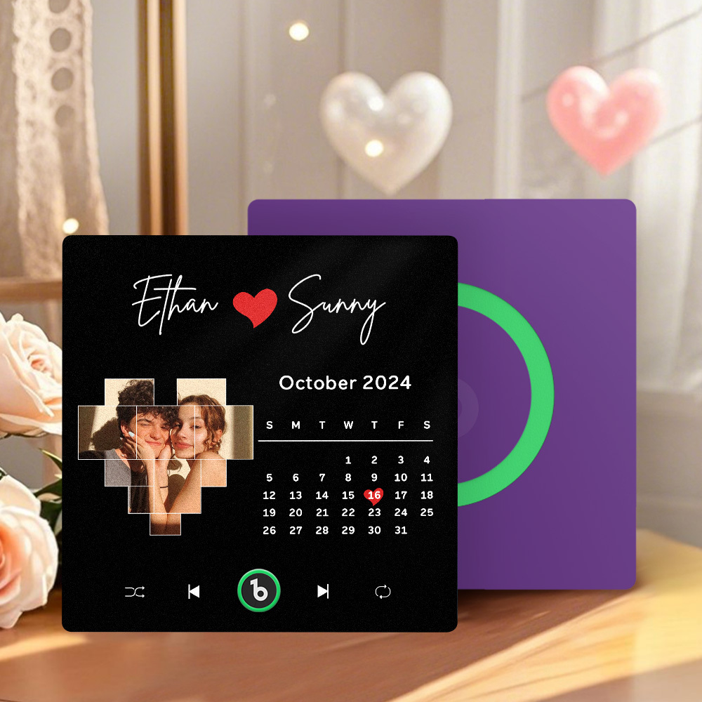 Aangepaste Amethist Paarse Muziek Koelkastmagneet Nieuwe 4.0 Upgrade Muziek Muur Foto Sticker Die Muziek Speelt Zonder Mobiele Telefoon Meerdere Stijlen Paar Geschenken - SokkenFoto