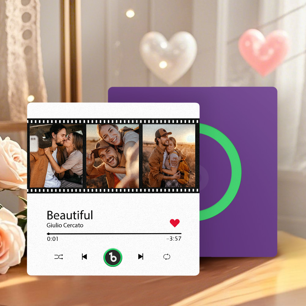 Aangepaste Amethist Paarse Muziek Koelkastmagneet Nieuwe 4.0 Upgrade Muziek Muur Foto Sticker Die Muziek Speelt Zonder Mobiele Telefoon Meerdere Stijlen Paar Geschenken - SokkenFoto