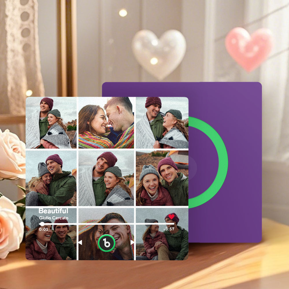 Aangepaste Amethist Paarse Muziek Koelkastmagneet Nieuwe 4.0 Upgrade Muziek Muur Foto Sticker Die Muziek Speelt Zonder Mobiele Telefoon Meerdere Stijlen Paar Geschenken - SokkenFoto