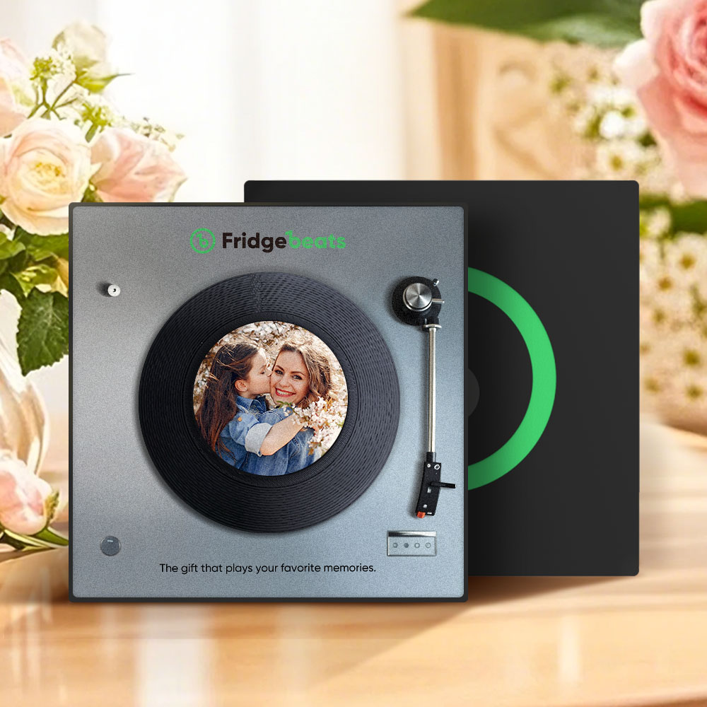 Vaderdagcadeau Met Aangepaste Muziek En Foto Koelkastmagneet. Kan 1-6 Vinyls En Liedjes Personaliseren.