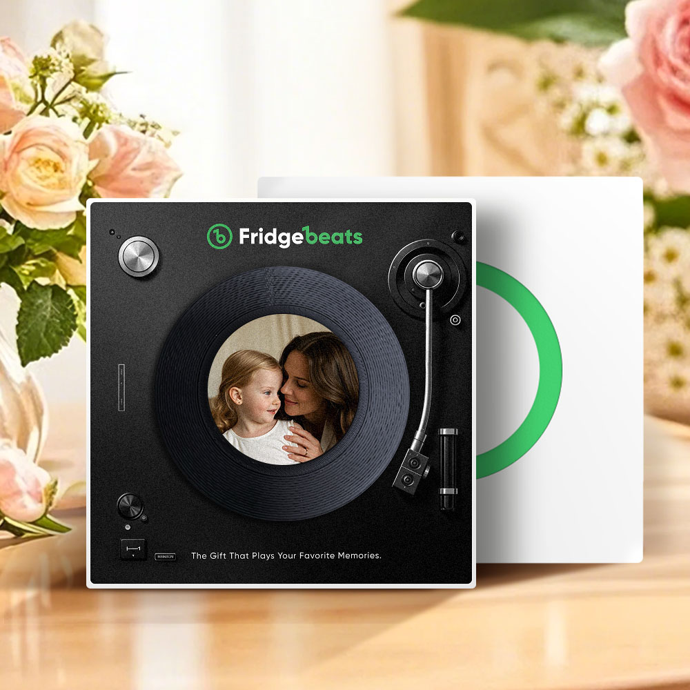 Vaderdagcadeau Met Aangepaste Muziek En Foto Koelkastmagneet. Kan 1-6 Vinyls En Liedjes Personaliseren.