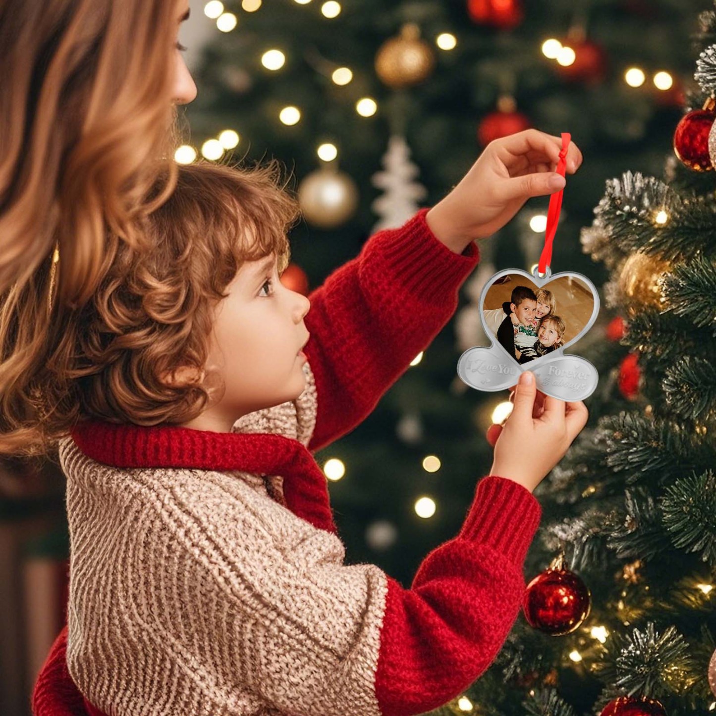 Aangepaste Foto Ik Hou Van Je Voor Altijd En Altijd - Paar Gepersonaliseerde Aangepaste Gespiegelde Acrylornament - Kerstcadeau Voor Man-vrouw, Verjaardag - SokkenFoto