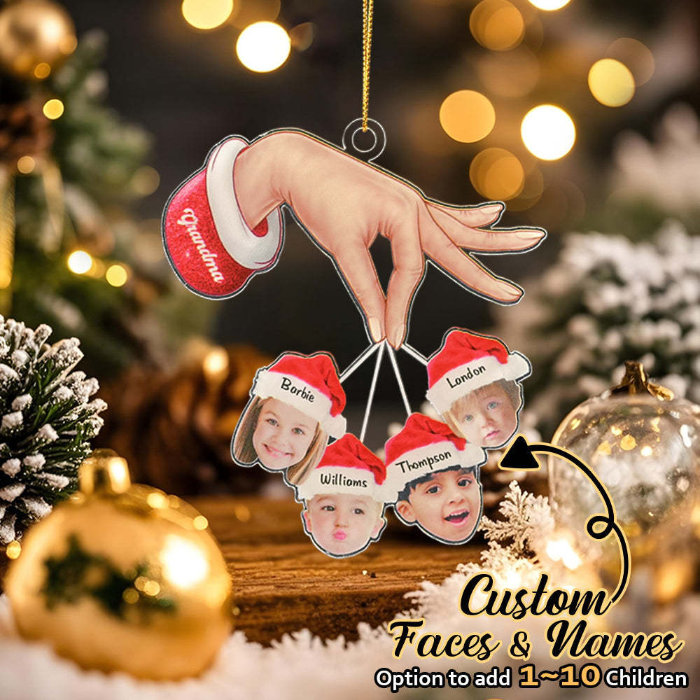 Gepersonaliseerde Oma Kleinkinderen Kerstcadeau Aangepaste Acryl Grappige Kerst Ornament Geschenken - SokkenFoto