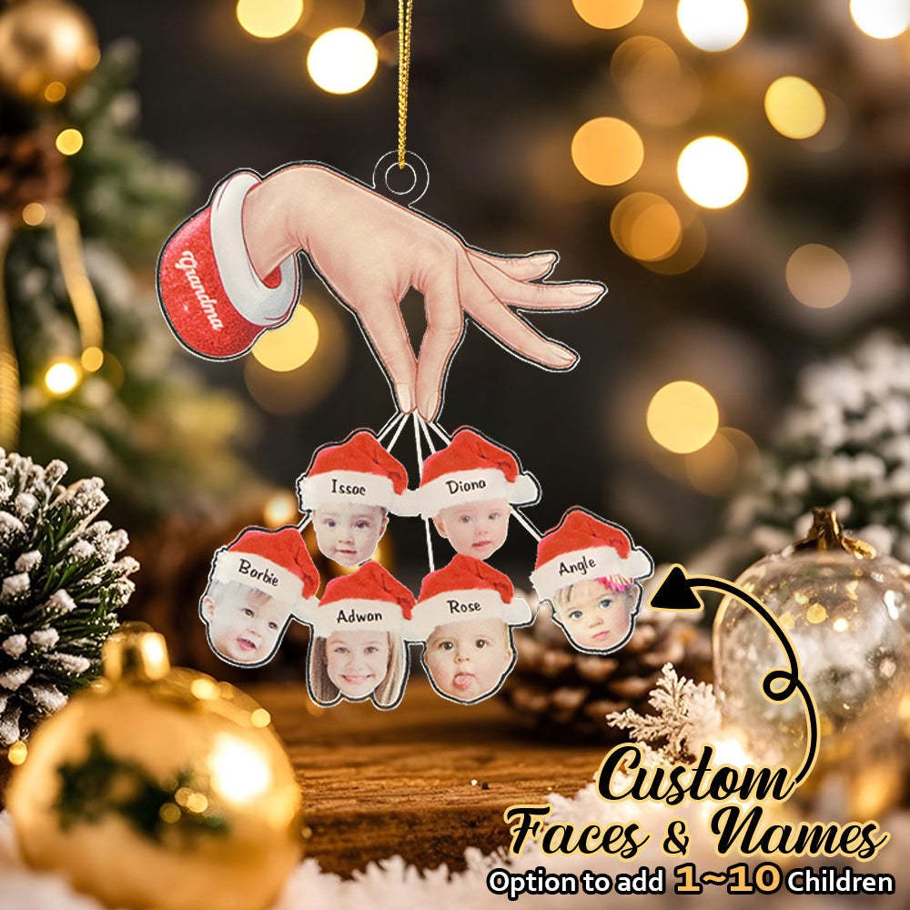 Gepersonaliseerde Oma Kleinkinderen Kerstcadeau Aangepaste Acryl Grappige Kerst Ornament Geschenken - SokkenFoto