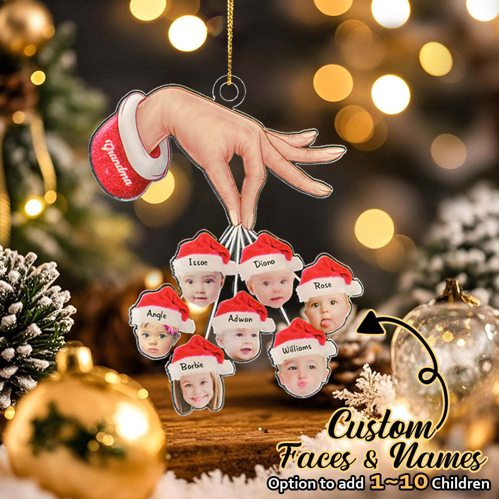 Gepersonaliseerde Oma Kleinkinderen Kerstcadeau Aangepaste Acryl Grappige Kerst Ornament Geschenken - SokkenFoto