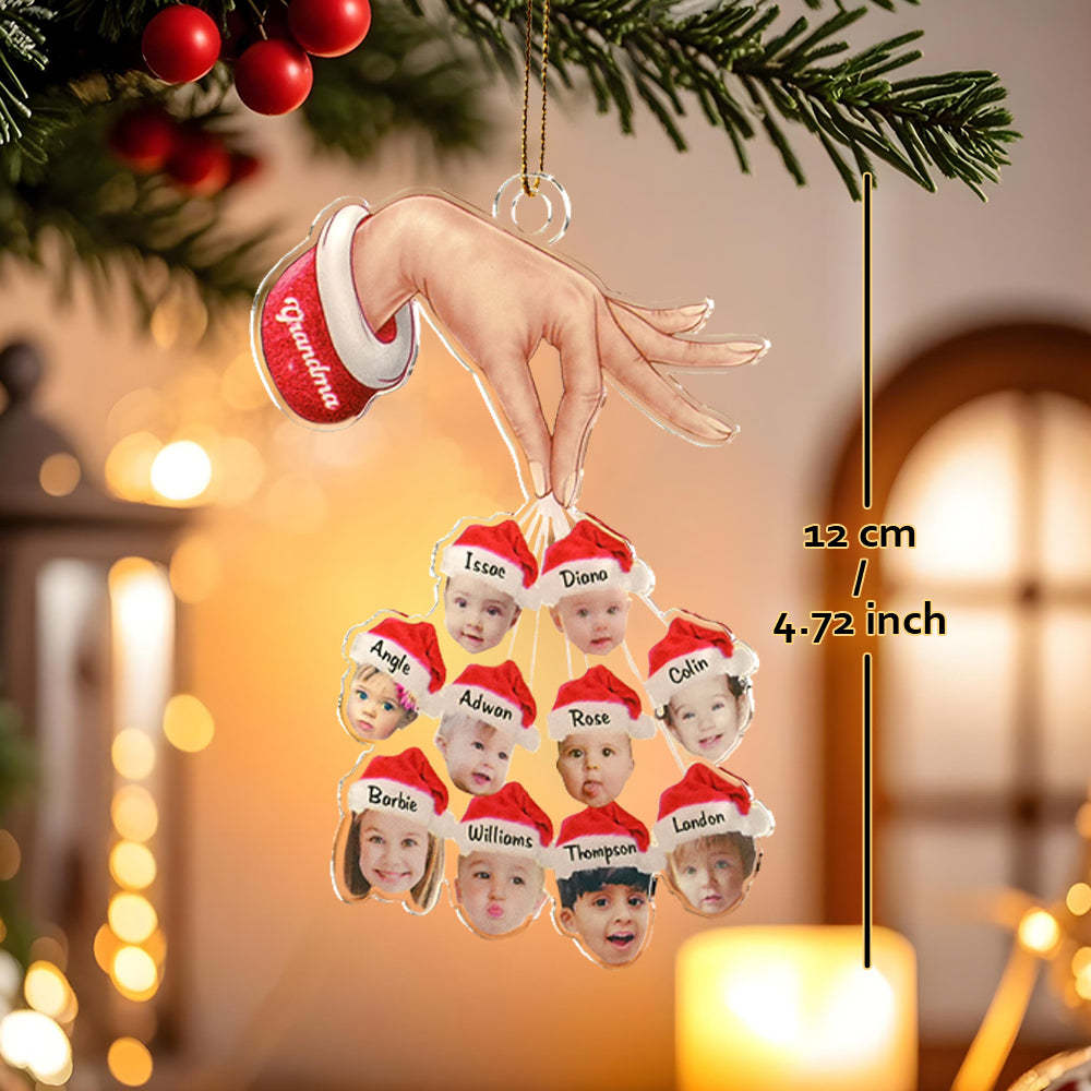 Gepersonaliseerde Oma Kleinkinderen Kerstcadeau Aangepaste Acryl Grappige Kerst Ornament Geschenken - SokkenFoto
