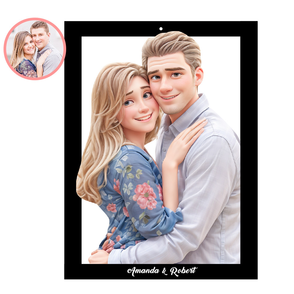 Gepersonaliseerde Cartoon Stijl 3d Foto Houten Bord - SokkenFoto