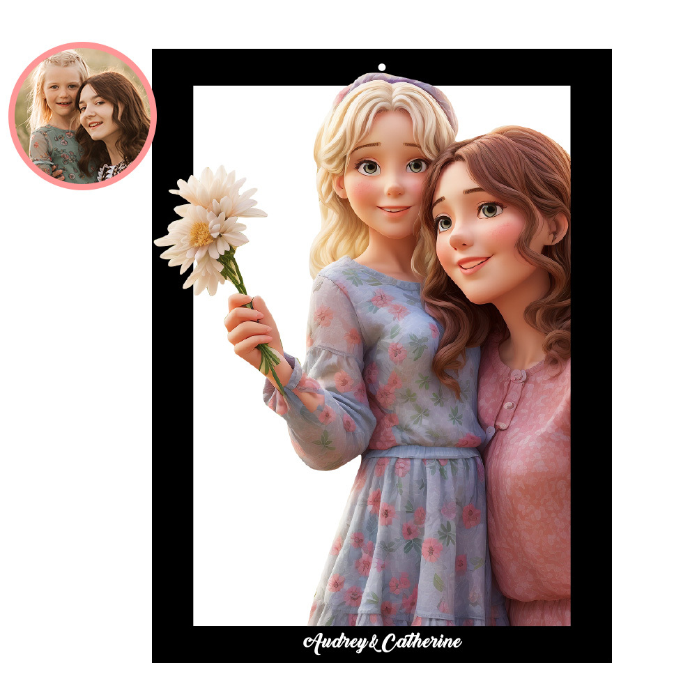 Gepersonaliseerde Cartoon Stijl 3d Foto Houten Bord - SokkenFoto