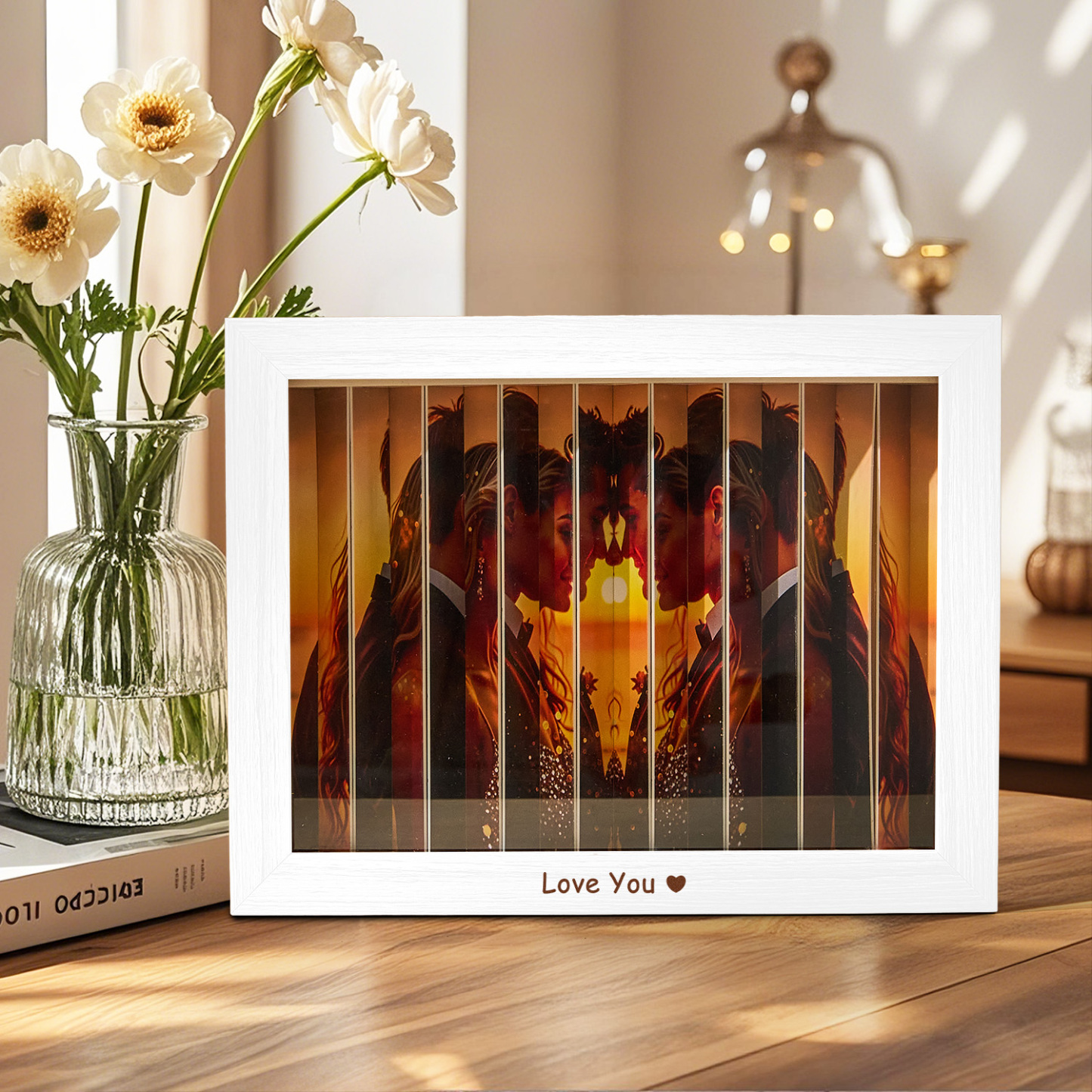 Fotocadeau Zigzag - Jubileum- En Verjaardagscadeau - Cadeau Voor Hem/haar - Fotokubus Sleutelhanger - Bureau Fotolijst