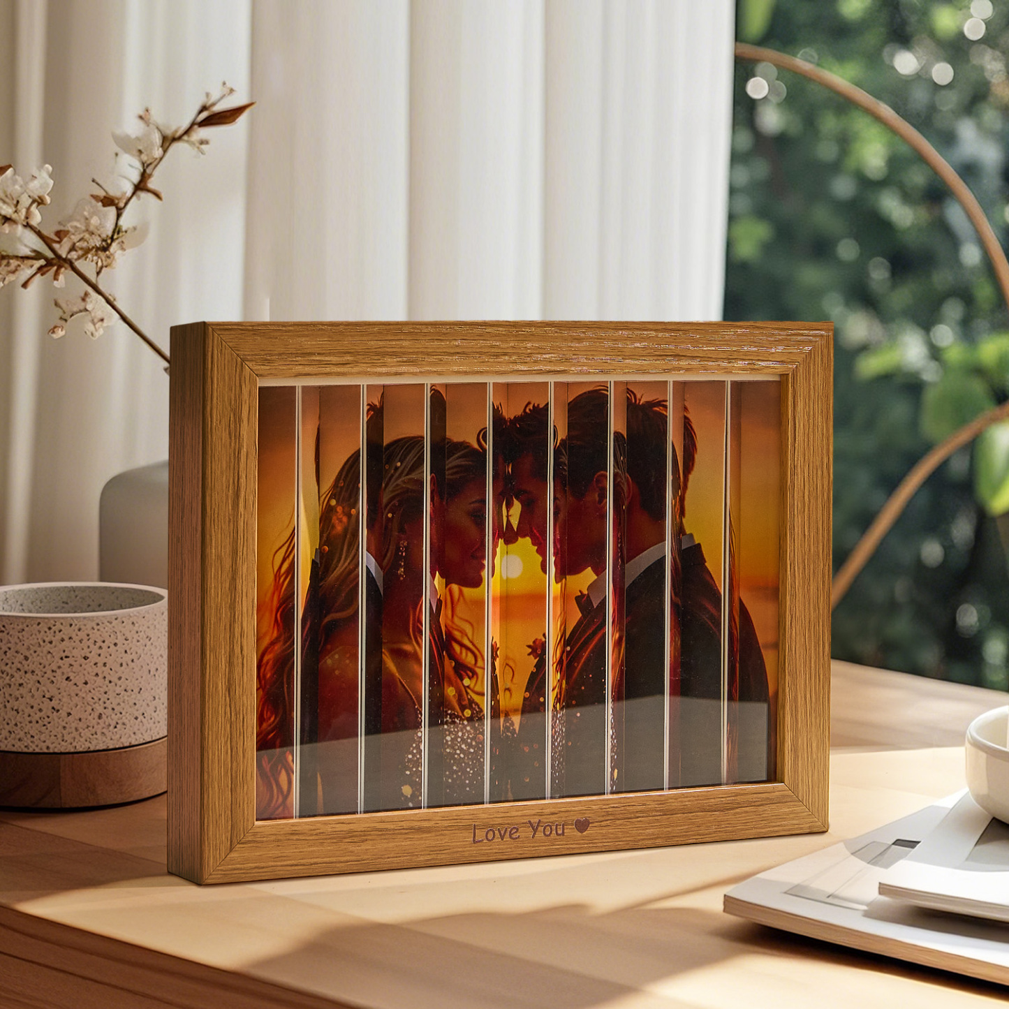 Fotocadeau Zigzag - Jubileum- En Verjaardagscadeau - Cadeau Voor Hem/haar - Fotokubus Sleutelhanger - Bureau Fotolijst