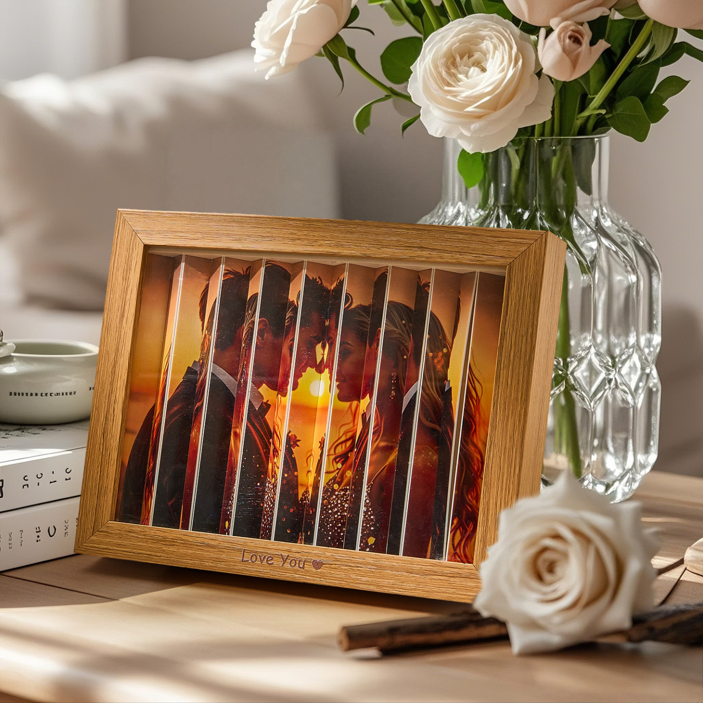 Fotocadeau Zigzag - Jubileum- En Verjaardagscadeau - Cadeau Voor Hem/haar - Fotokubus Sleutelhanger - Bureau Fotolijst