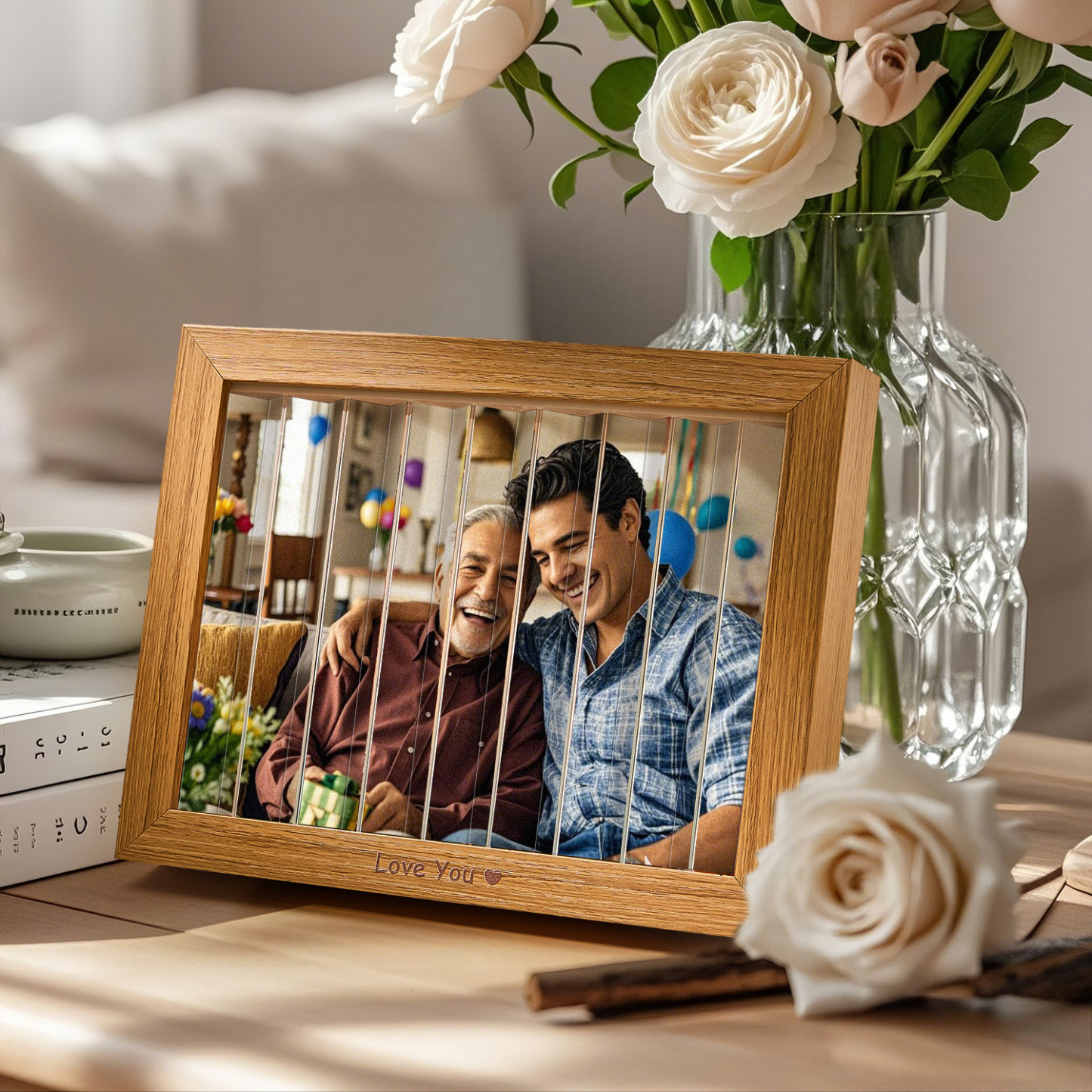 Fotocadeau Zigzag - Jubileum- En Verjaardagscadeau - Cadeau Voor Hem/haar - Fotokubus Sleutelhanger - Bureau Fotolijst