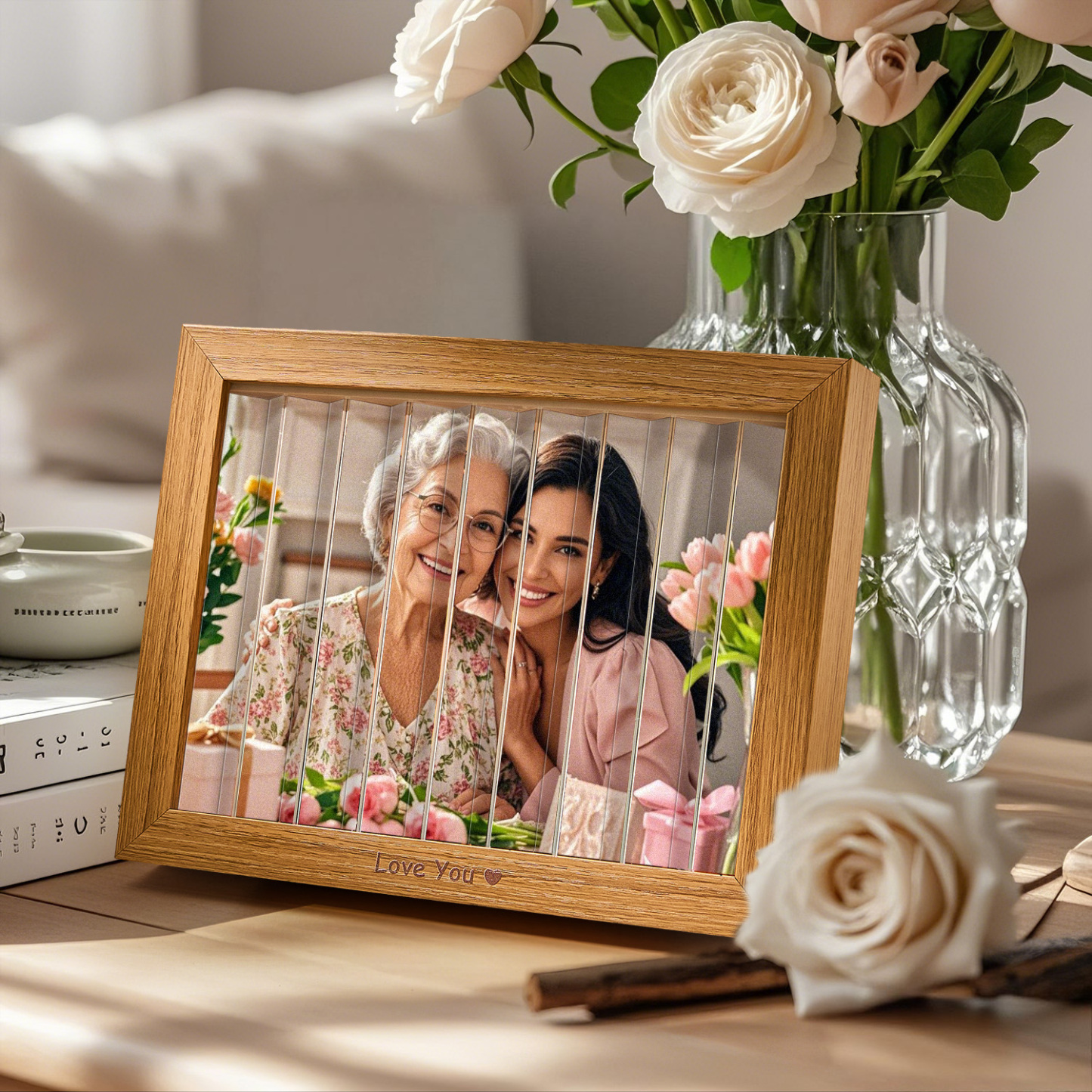 Fotocadeau Zigzag - Jubileum- En Verjaardagscadeau - Cadeau Voor Hem/haar - Fotokubus Sleutelhanger - Bureau Fotolijst